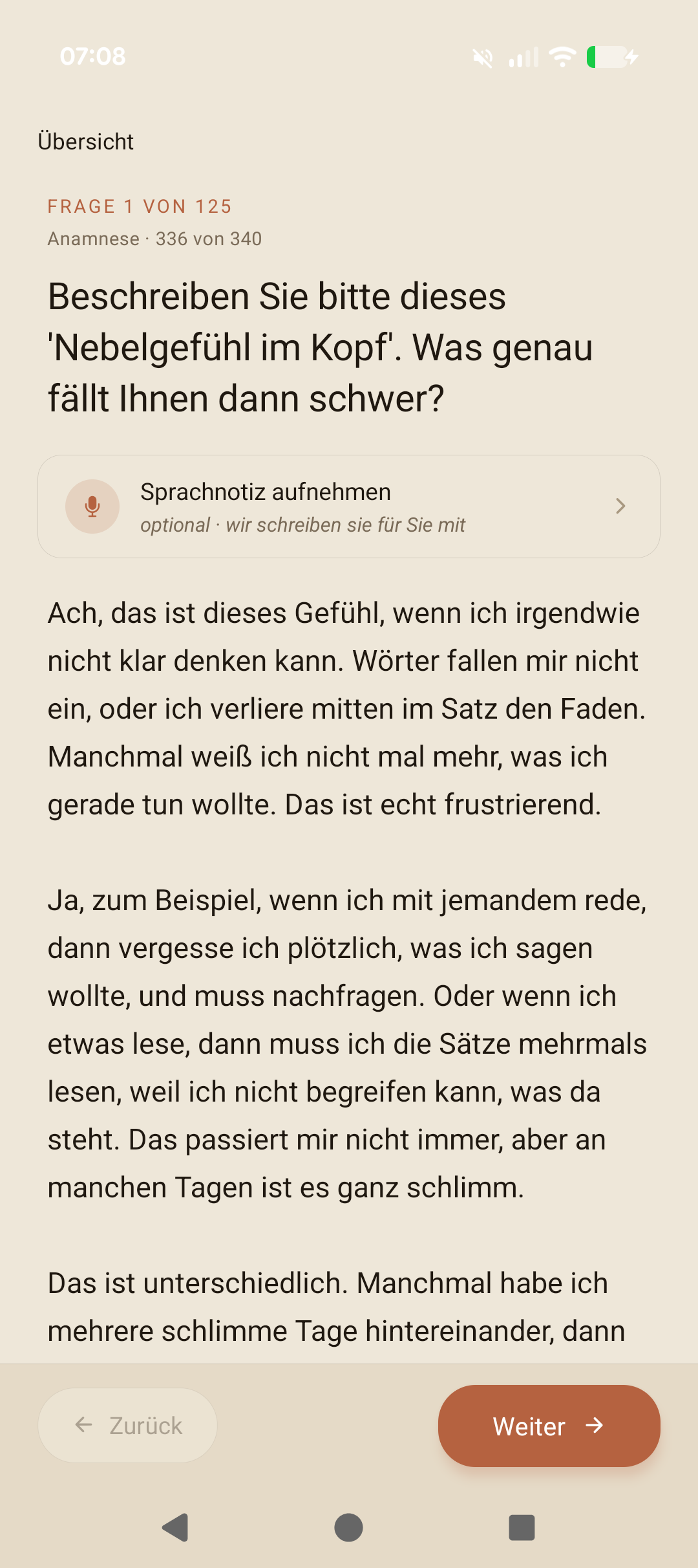 Erzähl in deinem Tempo.